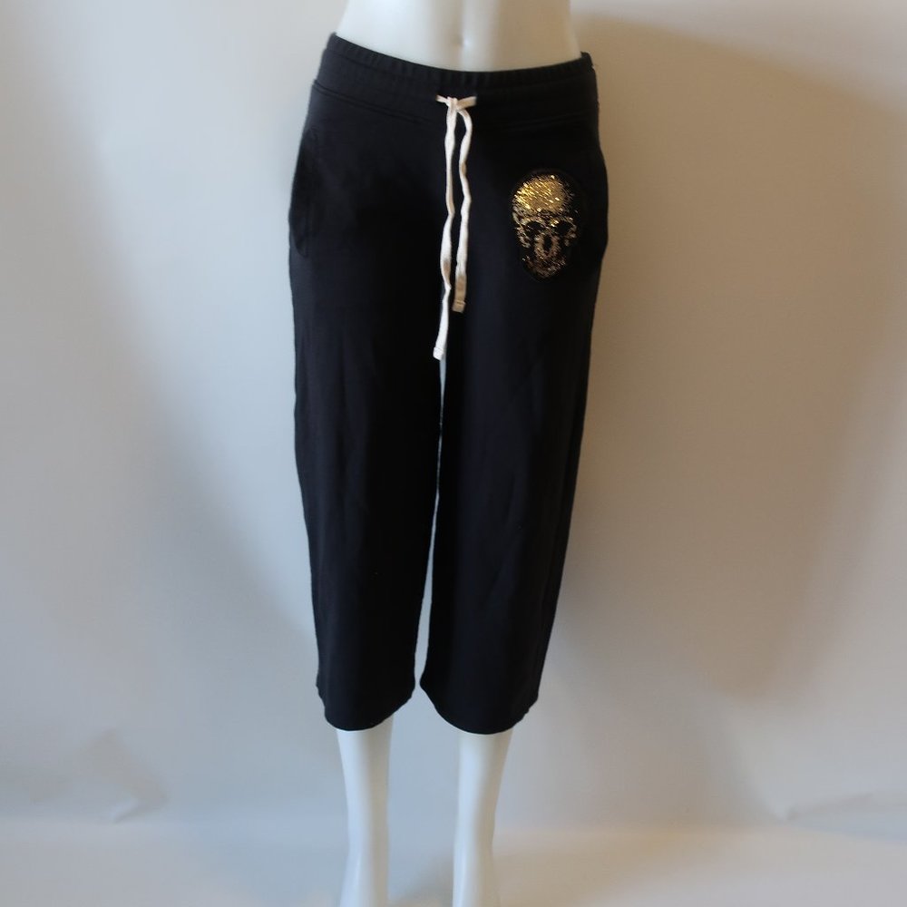 ALTERNATIVE BLACK CROPPED WIDE LEG SWEATPANTS XS